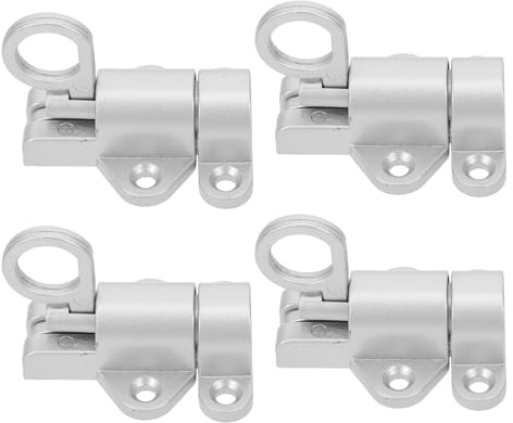 Housoutil Lot de 4 Loquets à Ressort en Alliage d'Aluminium Argenté avec Vis Verrouillage Automatique pour Portes Fenêtres et Portails Serrure de Sécurité Polyvalente pour Intérieur et