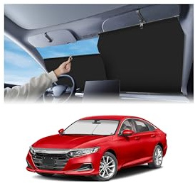 KUST Upgraded 2 Pack Retractable Automotive Sunshade Car Window Sunshades, Adjustable Auto Thickened Sunshade, Car Accessories for All Season, Black and Silver, Blocks UV Rays