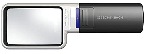 Eschenbach Optik Handlupe mobiluxLED mit LED-Beleuchtung und 3,5X-Vergrößerung Linsengröße: 75x50mm - Made in Germany
