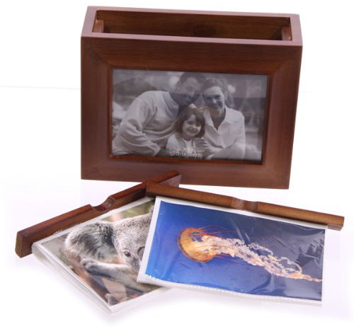 – Marco de fotos de madera caja con 2 internos álbumes
