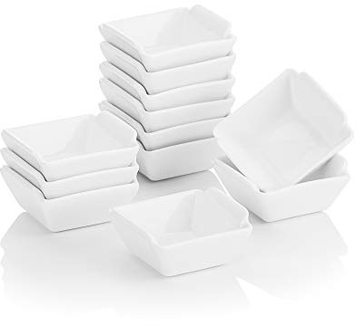Malacasa Auflaufförmchen-Set, 12-teilig, Elfenbeinweiß/Cremeweiß, Porzellan/Keramik, 6,2 x 6,2 cm.