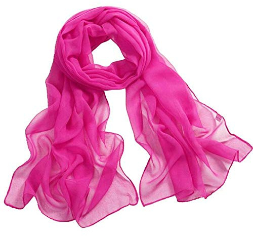 YEBIRAL Damen Schal Ganzjährig Chiffon Einfarbig Super Weich Deckenschal Halstuch(Fuchsia)
