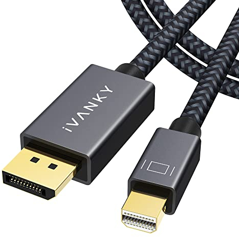 IVANKY Mini DisplayPort to DisplayPort Cable 2M, 8K@60Hz Ultra HD Nylon Braided & Gold-Plated Mini DP to DP Cable Thunderbolt Compatible for MacBook Air, MacBook Pro, Surface Pro/Laptop