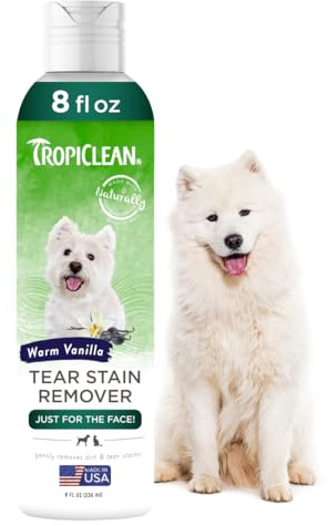 TropiClean SPA by Removedor de Lágrimas para Mascotas - Sin Lágrimas - Elimina Suavemente la Suciedad y Las Manchas - Avena y Mora Azul, 236 ml