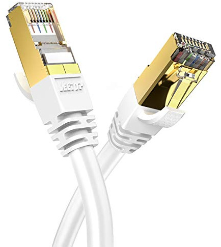 Veetop Câble Ethernet Cat 8, RJ45 20m Cable Réseau, Cat8 40Gbps 2000MHz Gigabit S/FTP Câble Internet Lan pour PS5, Routeur, Téléviseurs, Xbox, Plus Rapide que Cat 6/Cat 7