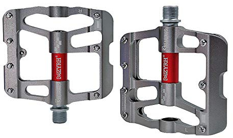 VOANZO Pedaler cykling MTB cykelpedal mountainbike aluminiumlegering ultralätt ultralätt ultralätt ultrakörning förseglad bäraxel halkfria pedaler för väg BMX cykelcykel (grå röd)