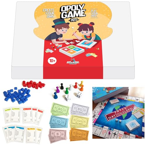 Erstelle Dein eigenes Opoly Brettspielset, leeres Brett & Spielsteine | Erstellen Sie ein personalisiertes, von Opoly inspiriertes Brettspiel für Familienabende, Geschenke und Klassenzimmer