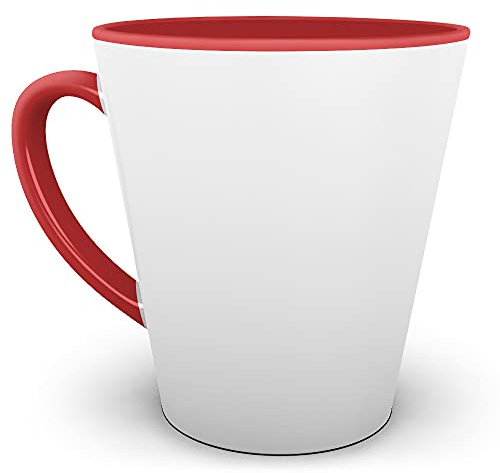 Bastel-Tassen ohne Druck zum Bemalen aus Hochwertiger Keramik Einzeln oder im Set/Mug/Cup/Becher/Pott Konische Tasse Innen & Henkel Rot 2er Set