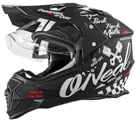 O'NEAL | Casco da moto | Enduro Motorcycle | Aperture di ventilazione per il massimo flusso d'aria e raffreddamento, visiera solare integrata | Sierra Helmet Torment V.22 | Adulto | Nero Bianco | S