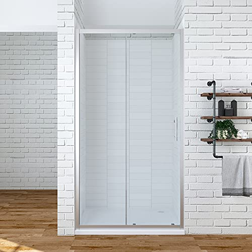 AQUABATOS® 110 x 185 cm Duschtür Nische Schiebetür Dusche Duschschiebetür Nischentür Duschabtrennung Nischenschiebetür Duschkabine Duschschiebetür Duschwand Glas 5 + 6 mm ESG Sicherheitsglas