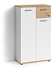 byLIVING Schuh-Kommode Jakob/In moderner Eichen-Optik / 2 Türen und 1 Schublade/Garderoben-Set/Für ca. 15 Paar Schuhe/Schuhschrank/Side-Board/B 60, H 102, T 30 cm