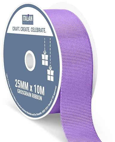 Italian Options Nastro in grosgrain, rotolo da 25 mm x 10 m, colore: lilla