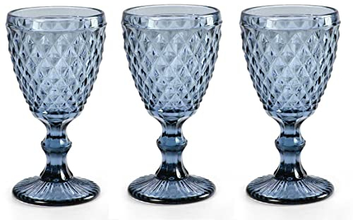 Gicos Set 6 calici bicchieri bicchiere acqua 260 ml in vetro colore blu 17 cm GIN-820489