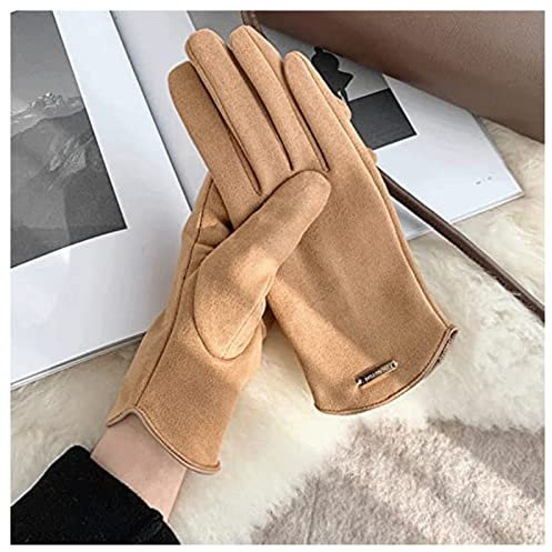 OLOTU Atmungsaktiv Handschuhe mit Wollfutter, Touchscreen-Vollfingerhandschuhe, modische Winter-Damenhandschuhe für Freizeit, Laufen, Fahren, Braun Warm