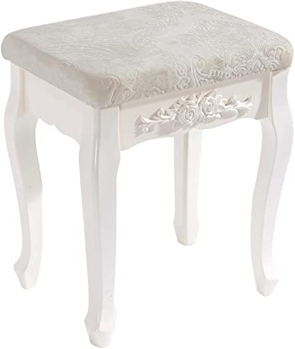 OLOTU Fußhocker 1PC Fußstütze Kommode Hocker, MDF, cremeweiß, antiker gepolsterter Hocker für europäische Möbelstile, kleine Ottomane Hocker