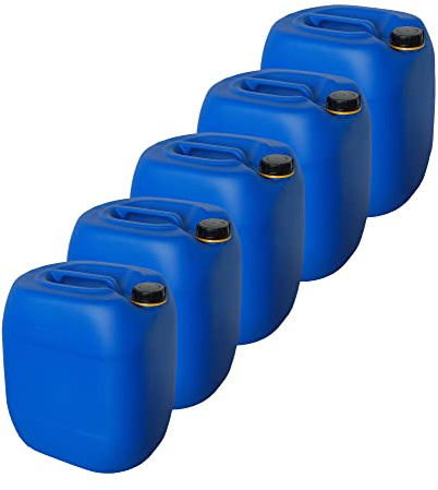 kanister-vertrieb® 5 Stück 30 L Kanister Wasserkanister Kunststoffkanister blau DIN61 + Etiketten
