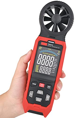 Digital Anemometer, Handheld Wind Speed Meter, Can record 1000 sets of data,Measuring Air Flow Speed Wind Temperature With LCD Backlight Display, for forestry, environment, ocean, school