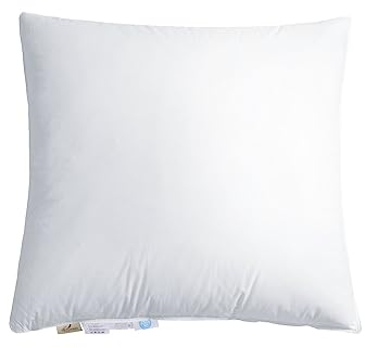 Homyrium Daunenkissen 80x80 Kopfkissen 80x80 Daunen Federkissen Dreikammer Kissen FÜLLUNG: außen 90% Daunen / 10% Federn; innen 100% Federn, 100% Baumwollbezug (1100g, 1er Pack)