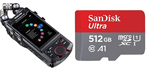 TASCAM Portacapture X8 - Portable 6+2-Track High-Resolution 32-bit float/192-kHz Recorder & SanDisk 512GB Ultra microSDXC card + SD adapter up to 150 MB/s with A1 App Performance UHS-I Class 10 U1