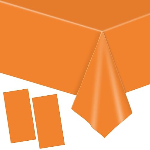 YAAVAAW 2 Piezas 137 * 274cm Mantel Desechable con Naranja,Mantel de Plastico Rectangular Impermeable y Antimanchas,Decoración de Mesa para Cumpleaños Infantil,Exterior Jardin,Fiesta,Bodas,Navidad