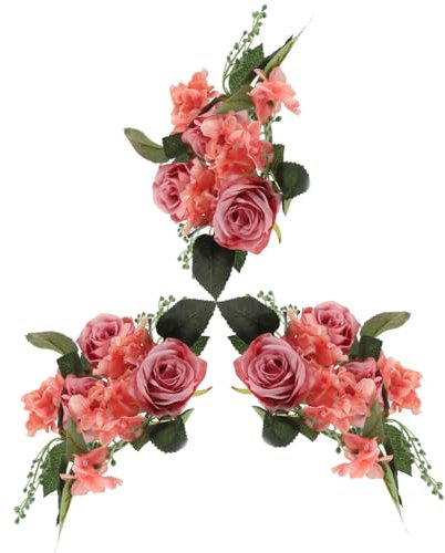 Luxshiny 3pezzi Anello Di Candele Fiori Artificiali Di Rosa Per Decorazione Di Tavoli Nuziali e Festivi Wreath Elegante Per Atmosfera Accogliente e Romantica
