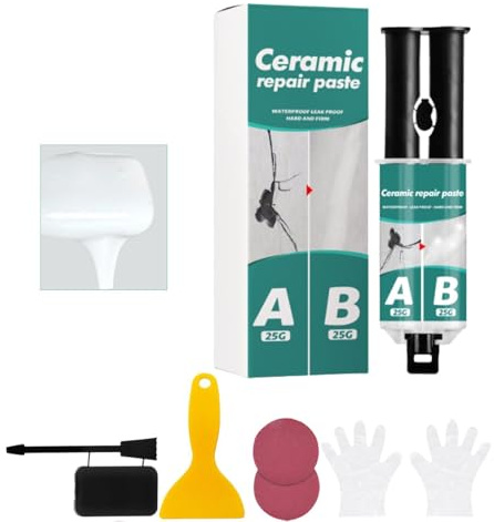 Reparación Cerámica, Kit Pasta Adhesiva Acrílica Para Reparación Azulejos Y Baldosas, Rellenador Grietas En Azulejos Y Baldosas Para Arañazos, Agujeros, Grietas, Lavabos, Juego De Reparación De