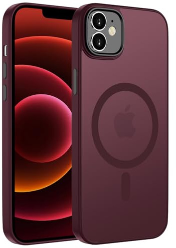 ORDA für iPhone 12 Hülle 6.1 Zoll Kompatibel mit MagSafe,Magnetisch Handyhülle für iPhone 12 Pro Case Durchscheinende Matt Rückseite für iPhone 12/12 Pro Dünn Stoßfest Schutzhülle Pflaume