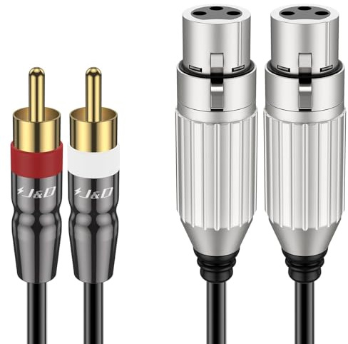 J&D 2 RCA Mâle vers 2 XLR Femelle Câble, Câble Audio HiFi Asymétrique Double XLR vers RCA Cordon Stéréo D'interconnexion pour Haut-parleur, Micro à Condensateur, Table de Mixage et Amplificateur, 2,7m
