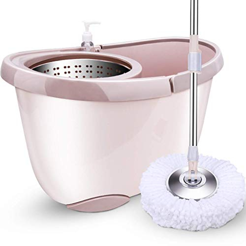 OUZBEM Trapeador y balde: Sistema de trapeador para Pisos de 2 etapas con dispensador de detergente Incorporado Que Separa el Agua Limpia y Sucia para Dejar los Pisos más limpios Vision
