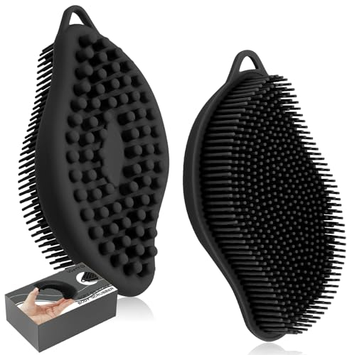 Silikon-Körperschrubber, doppelseitige Silikon-Luffa-Körperbürste, Silikon-Duschschrubber und Kopfhautmassagegerät, Shampoo-Bürste für empfindliche Kinder, Frauen und Männer, alle Arten von Haut