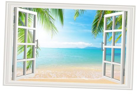 WHAMVOX Adesivo Muro Finta Finestra in Vinile Rimovibile Adesivo Murale Paesaggio 3d per Decorazione Parete Soggiorno e Cameretta Paesaggio Delicato