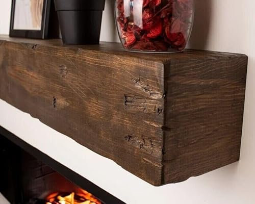 Fireplace Floating Wood Rustic Shelf Mantel Wall Mantel, Beam Shelf, Pine Solid