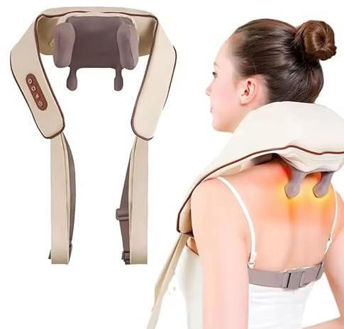 Mf ArtShop Massaggiatore Collo Schiena Cervicale con Calore, 6D Massaggio Tessuti Profondi, Cuscino Elettrico Massaggiante