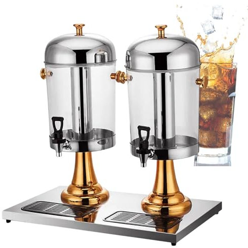 Dispensador De Bebidas De Acero Inoxidable, Cerveza, Agua, Jugo, Bebidas FríAs, Dispensador De Bebidas Transparente, MáQuina Dispensadora De Bebidas De Acero Inoxidable,Golden-DoubleShape