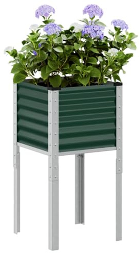 Gecheer Jardinière de jardin verte 45 x 45 x 88 cm en acier, jardinière de jardin, parterre surélevée, lit surélevé de jardin, jardinière, grand lit, pour jardin surélevé, lit pour jardin surélevé
