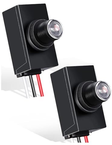 Pylorixz Sensore di Luce In Plastica Nera A 2 Pezzi con Sensore Crepuscolare per Illuminazione Esterna 120-277V Interruttore Fotoelettrico