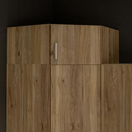 Forte ECONOBOX Schrankaufsatz 90, 1-türiger Drehtürenschrankaufsatz für Eckschrank, Holzwerkstoff, Mauvella Eiche Dekor, 89,5 cm breit, 38,1 cm hoch, 89,4 cm tief