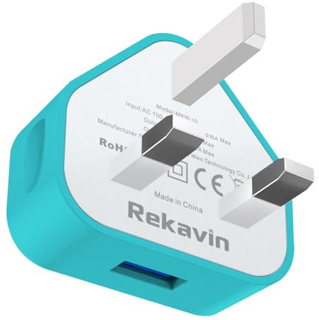 Rekavin Usb Plug UK 3 Pin Mains Charger,2 Pack Usb Wall Charger Plug Adaptor UK Compact Phone Charge Head Old 5V/1AMP/5W Charging for iPhone 11/11 Pro/10/Xs/XS Max/XR/X/8/7/6 Plus/5/5S/iPad,Samsung