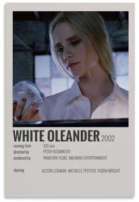 JDfenggu White Film Oleander Drama Retro Movie Poster Wall Art Canvas Aesthetic Cover Poster Vintage Music And Movies Decorative Painting for Living Room Bed Room 08x12inch(20x30cm) Unframe-style