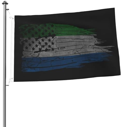 Bandera Clásica, Estados Unidos Sierra Leona Mitad Reforzada Banderin Para Decoración Balcón Flag 90X150Cm