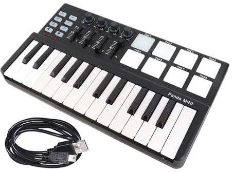 Controller MIDI USB Portatile Mtlavishness con 25 Tasti Sensibili alla Velocità 8 Pad Retroilluminati Colorati Plug and Play 4 Gruppi di Controllo 8 Pulsanti di Controllo C