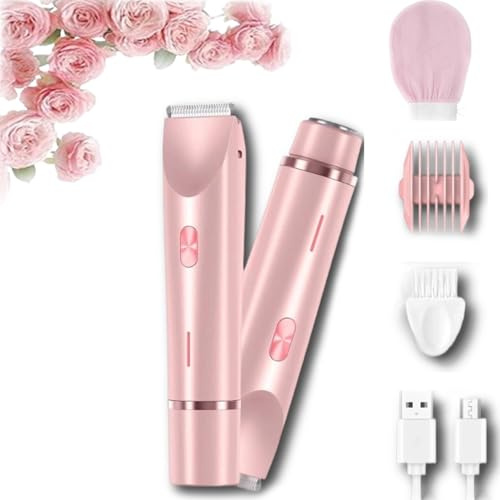 Sianova Bloomshave - 2-In-1 Damen Körperrasierer, Sianova Rasierer, intimrasierer für frauen, Ipx7 Wasserdicht, Nass & Trocken Anwendbar, Usb-C Aufladung, Für, Körper,Gesicht,Beine & Achseln (Rosa)