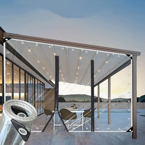 Telone in PVC con cerniera, per gazebo, esterni, giardino, impermeabile, pannelli laterali per pergola, trasparente, impermeabile, pannelli in plastica trasparente