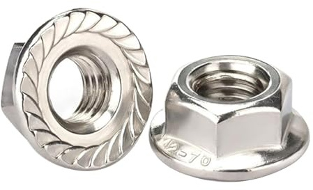 SZLIZHUO 30 Stück M10 (10mm) Flanschmuttern mit Sperrzähnen DIN 6923 Edelstahl gezahnte Sechskant-Flanschmuttern Sicherungsmuttern AHC Metrische Sechskant-Flanschmuttern M10 (30, M10)