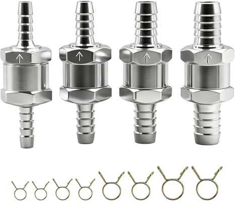IIRC Válvula antirretorno 6 8 10 10 mm, válvula antirretorno de combustible con 6 clips de resorte para gasolina, diésel, coche, sistema de baja presión