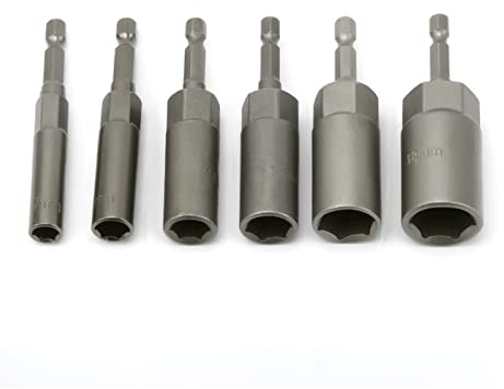 6Pcs 80mm Length Nut Driver Sockets it Set Deep Electric Wrench Socket 1/4 Hex Shank 7 9 11 13 16 18mm
