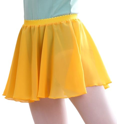 YAZWUR 1 Pieza Ropa de Ballet Señoras, Falda Amarilla Corta, Falda de Ballet Corbata de Cintura Ajustable, Falda Ballet Mujer, Faldas de Danza para Mujeres y Niñas