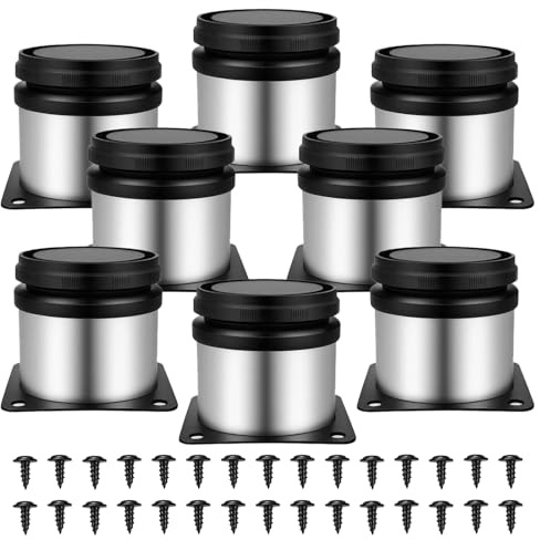 BieMian 8 STK verstellbare Möbelfüße 50mm Edelstahl Silber 0-15mm | Edelstahl silber, höhenverstellbar 0-15mm. Belastbar, rutschfest, einfache Montage.
