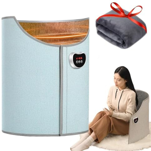 Chauffe pieds sous le bureau Coussin chauffant pour les jambes Avec couverture douce Petit radiateur portable pour les pieds et les jambes(Blue,8 Level)