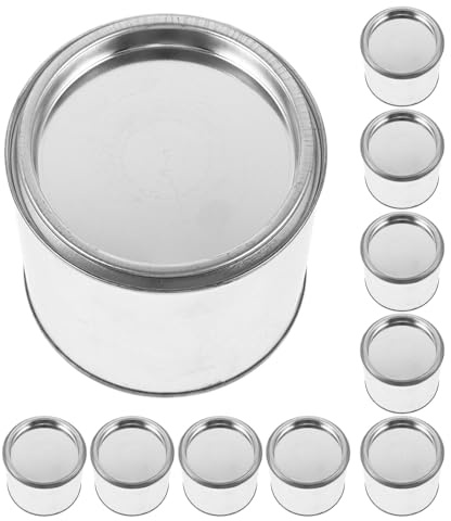 IWOWHERO Lot de 10 Pots de Peinture Vides en Métal 03 L avec Couvercles Étanches Seaux Ronds pour Mélange Stockage et Transport de Peinture Encre et Solvants pour Bricolage et Loisirs